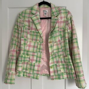 Vintage Lilly Pulitzer Blazer Jacket Patch Madras Plaid
